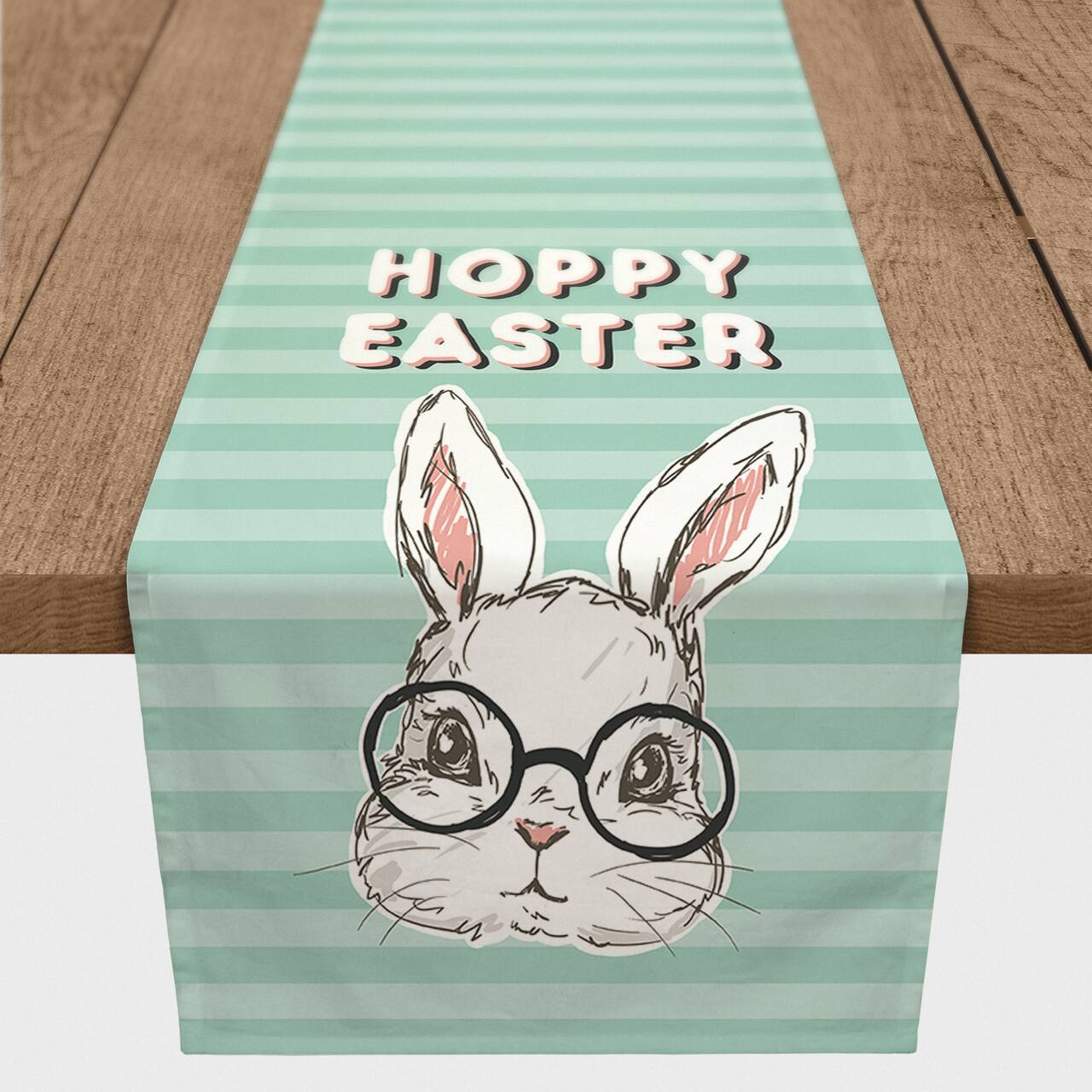 Bunny With Glasses 16" x 72" Poly Twill Table Runner